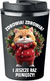 Thermo bögre karácsonyi ajándék Egészség Pénz vicces cica
