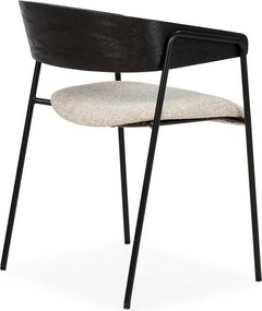 Fekete-bézs kárpitozott karfás étkezőfotel szett 2 db-os Cora – MOME