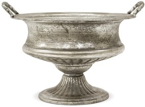 Fém ezüst antikolt füles virágtartó talpas kaspó 23,5x34,5x30,5cm