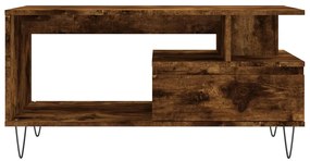 Füstös tölgy színű szerelt fa dohányzóasztal 90x49x45 cm
