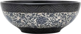 vidaXL fekete és kék kerámia kerek asztali mosdó Φ41 x 14 cm