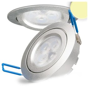 Süllyesztett LED lámpa, ezüst, 8W, 420 lm, 2700K melegfehér, 72°, fényerőszabályozható