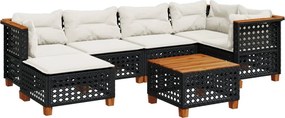 vidaXL 7 részes fekete polyrattan kerti ülőgarnitúra párnával