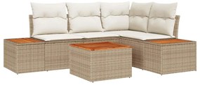 vidaXL Kerti Kanapé Szett párnával 4 pcs Beige és krém Polyrattan