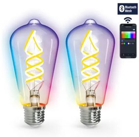 Bluetooth Mesh okos Filament Izzó ST64 4.9W RGBW 2db,távirányítóval