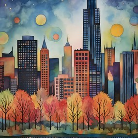 Poszter 30x30cm Panoráma a festői városról