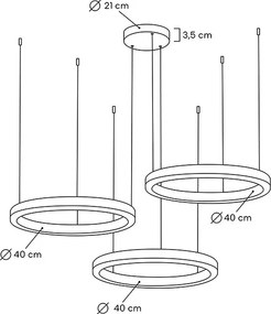 King Home RING MSE0000404040 Függőlámpa 3x25W/LED 3000K 2000LM IP20