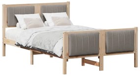 Ágykeret fejtámlával Barna és taupe 120 x 200 cm Tömör fenyőfa