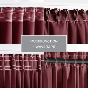 Restilo Blackout Oxford Pleat függöny, bordó, 140 x 245 cm