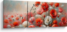 Kép - Pipacsok festménye (órával) (90x30 cm)