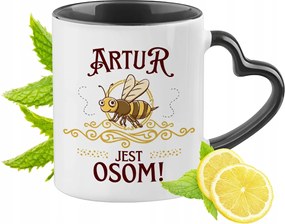 Artúrnak Fekete Bögre Szív Alakú Füllel Ajándék Nyomtatott