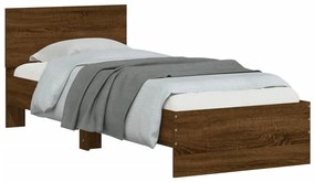 barna tölgy színű fejtámlás ágykeret matrac nélkül 90 x 200 cm
