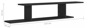 fekete szerelt fa falra szerelhető TV-polc 125 x 18 x 23 cm