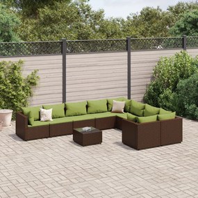 10 részes barna polyrattan kerti ülőgarnitúra párnákkal