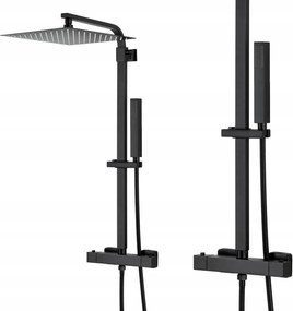 Fekete Zuhanyszett Zuhanyoszlop Termosztatikus Csaptelep