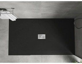 Mexen Hugo, téglalap alakú zuhanytálca SMC 200 x 100 cm, fekete, acél huzat, 42701020-X