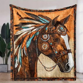 Színes takaró Ló Lovak növények Boho Art puha meleg ajándék 150x200 cm
