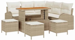 vidaXL Kerti Kanapé Szett párnával tárolóval 9 pcs Beige és krém