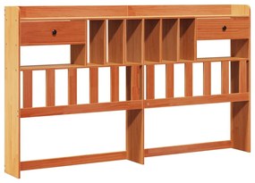 barna tömör fenyőfa könyvespolcos ágy matrac nélkül 200 x 200cm