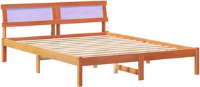 vidaXL Ágykeret fejtámlával Faggyú barna 150 x 200 cm Tömör fenyőfa