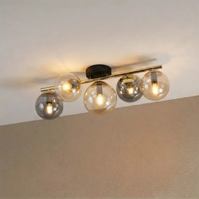 Felületre szerelhető mennyezeti csillár AURIS 5xE14/15W/230V arany/füstös fekete/bézs