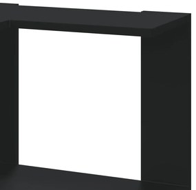 3 szintes fekete szerelt fa sarok könyvespolc 50 x 50 x 102 cm