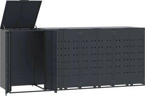 vidaXL antracit acél tároló 4 szemeteskukához 276 x 79 x 117 cm