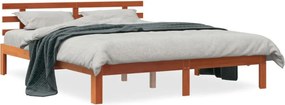 vidaXL viaszbarna tömör fenyőfa ágy matrac nélkül 150 x 200 cm