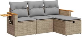 vidaXL 4 részes bézs polyrattan kerti ülőgarnitúra párnákkal