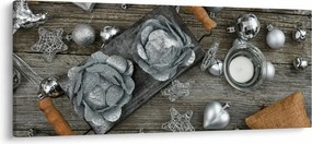Kép - ezüst karácsonyi dekoráció (120x50 cm)