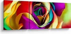 Kép - Színes rózsa (órával) (90x30 cm)