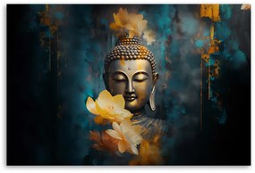 Gario Vászonkép Buddha és arany virágok Méret: 100 x 70 cm