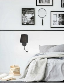 Nova Luce lámpa Sage fekete alumínium fekete lámpaernyő kapcsoló a testen