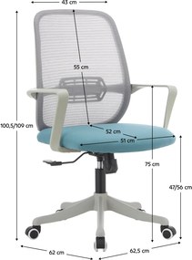 Irodai szék, szürke/kék, DERVIN