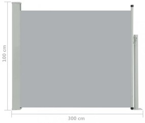 szürke kihúzható oldalsó teraszi napellenző 100 x 300 cm