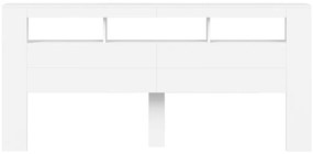 fehér szerelt fa LED-es fejtámla 220x18,5x103,5 cm