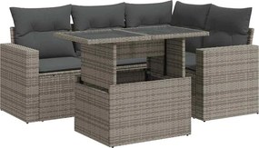 vidaXL 5 részes szürke polyrattan kerti ülőgarnitúra párnákkal