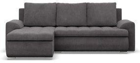 Tokio sarokkanapé, 2 ágyneműtartóval, kordbársony, baloldali, szürke