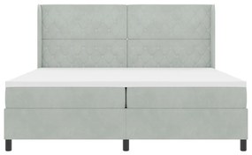 Boxspring Ágy Matresszel &amp; LED Fény Szürke 200x200 cm Bársony