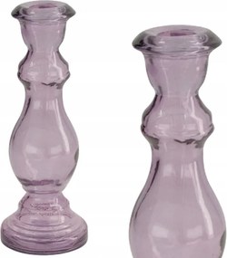 Elegáns újrahasznosított üveg gyertyatartó lila 30 cm lila ajándék