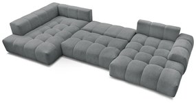 Sötétszürke zsenília kinyitható-tárolóhelyes sarokkanapé (bal oldali-U alakú) Everest – Bobochic Paris