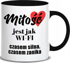 Bögre Fekete Fül Beltéri 330ML A Szerelem Olyan, Mint A Wifi Ajándék
