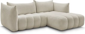 Bézs buklé sarokkanapé (jobb oldali-heverő résszel) Azra – Bobochic Paris