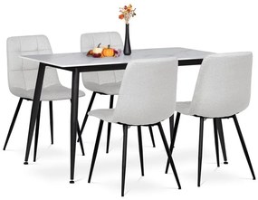 Set de dining pentru 4 persoane, masă cu 4 scaune. Dimensiunea mesei: 130x80 cm. Blat din ceramică cu efect de marmură