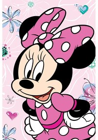 Rózsaszín mikroplüss gyerek takaró 100x150 cm Minnie Flowers – Jerry Fabrics