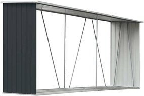 vidaXL antracit horganyzott acél kerti tűzifatároló 330 x 84 x 152 cm
