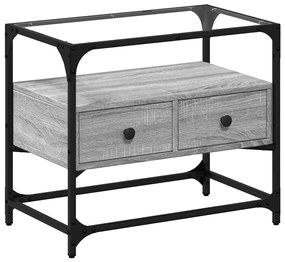 szürke sonoma szerelt fa TV-szekrény üveglappal 60 x 35 x 51 cm