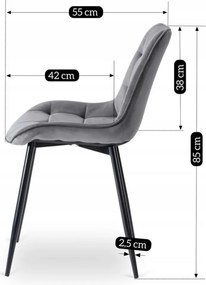 Szürke Bársony Étkezőszék. CHRIS