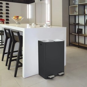 Matt fekete acél szelektív pedálos szemetes 2x30 l Aliya – Spirella