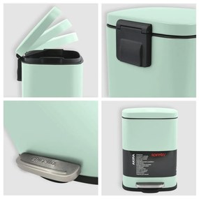 Mentazöld acél pedálos szemetes 5 l Akira – Spirella